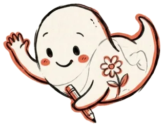 小幽靈拿著鉛筆揮手