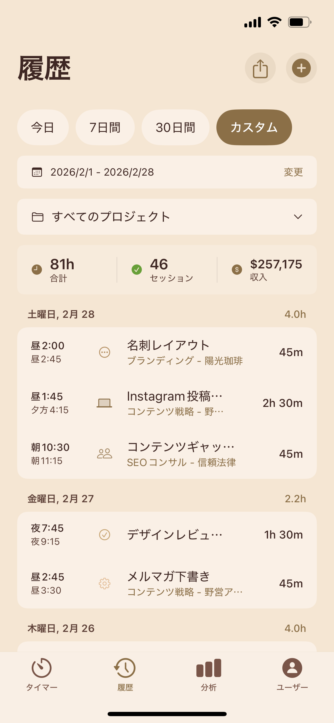 時間履歴