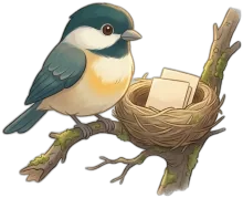 Chickadee with a nest full of saved posts