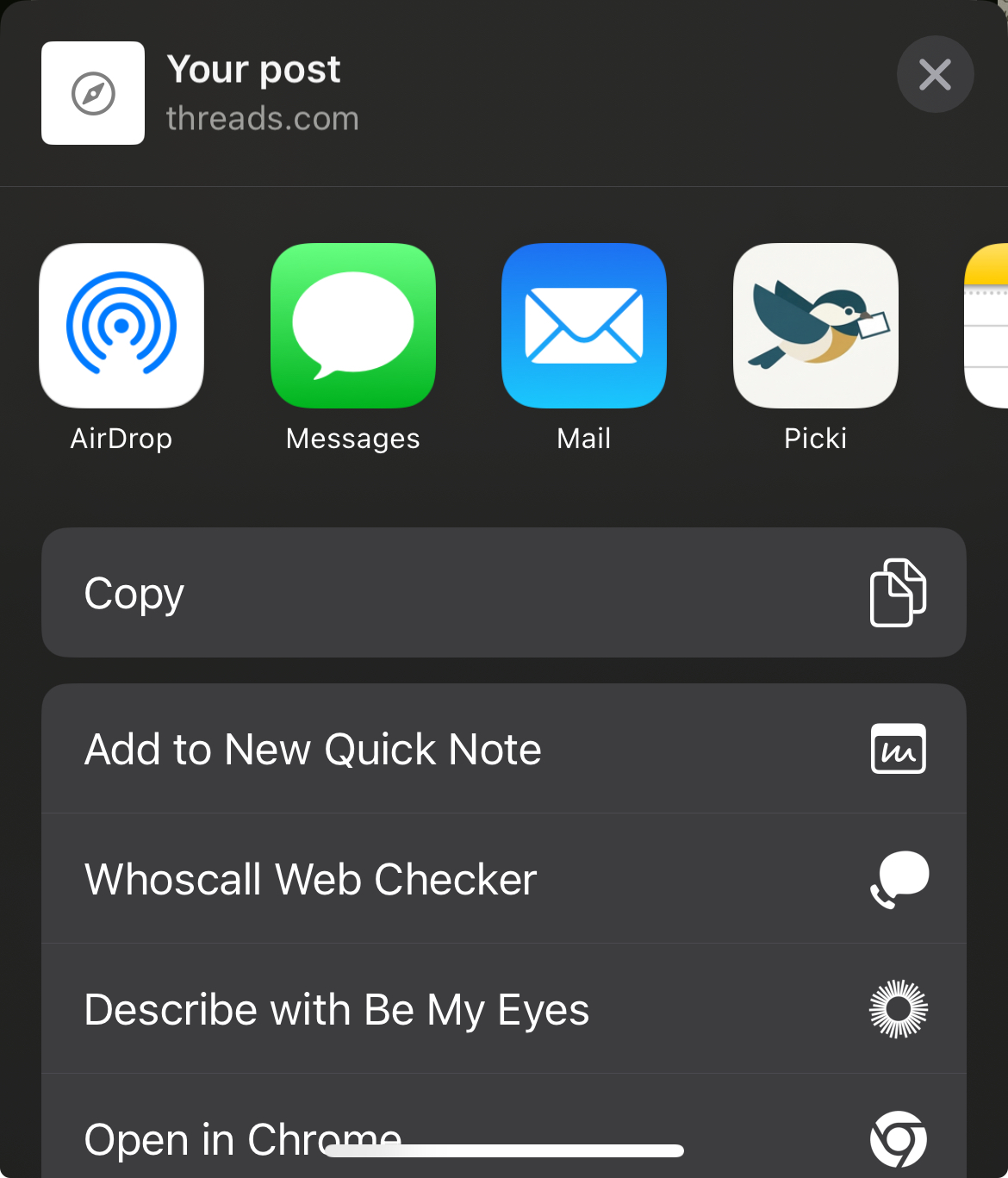 Picki iOS Share Extension saving a post
