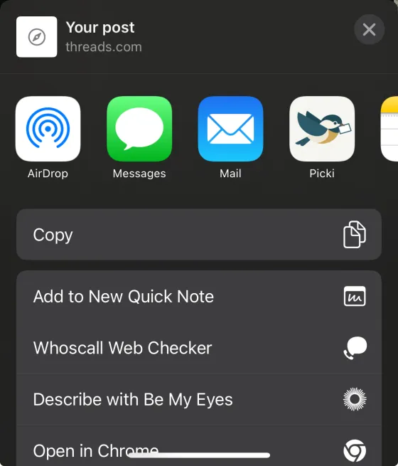 Picki iOS Share Extension saving a post